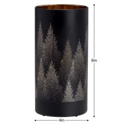 Silhouette Tree Design Black Glass 4x8" LED Hurricane Lamp -Chic Furniture Shop 27209 z 4 lg