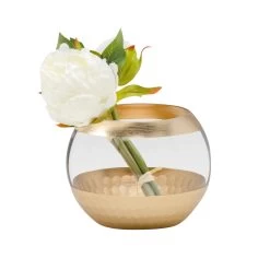 Gold Trim Facet Cut Glass 5dx3.5" Ball Vase -Chic Furniture Shop 27214 z 2 lg