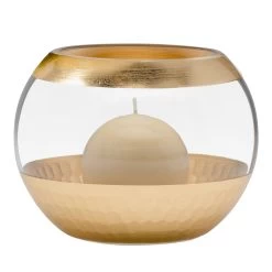 Gold Trim Facet Cut Glass 6dx4.5" Ball Vase -Chic Furniture Shop 27215 z 3 lg