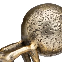 Two Men Pushing A Ball 7.5h" Antique Gold Aluminum Decor Sculpture -Chic Furniture Shop 27218 z 1 lg