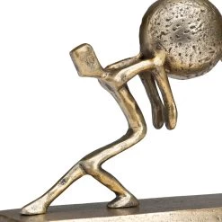 Two Men Pushing A Ball 7.5h" Antique Gold Aluminum Decor Sculpture -Chic Furniture Shop 27218 z 2 lg