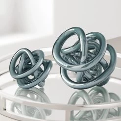 Orbit Glass Knot 3" Diameter Decor Ball - Grey Opaque -Chic Furniture Shop 27294 z 3 lg