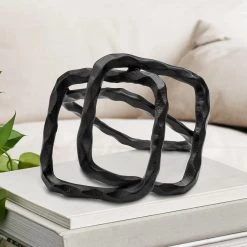 Trio Square Frame 6h" Aluminum Decor Sculpture - Black -Chic Furniture Shop 27362 z 4 lg