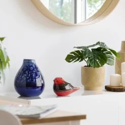 Bird Glass Paperweight 3h" Decor - Red/Black -Chic Furniture Shop 27373 z 5 lg