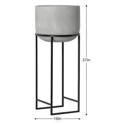 Aria Polystone Cement Grey 16dx37h" Basin Planter On Metal Stand 11 Aria Polystone Cement Grey 16dx37h" Basin Planter On Metal Stand -Chic Furniture Shop 27418 z 3 lg