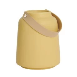 Lido Matte Yellow Ceramic 6h" Tapered Vase With Faux Leather Handle -Chic Furniture Shop 27431 z 1 lg 1