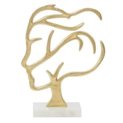 Wind Swept Face 14h" Aluminum Decor Sculpture On Marble Base 9 Wind Swept Face 14h" Aluminum Decor Sculpture On Marble Base -Chic Furniture Shop 27436 z 2 lg