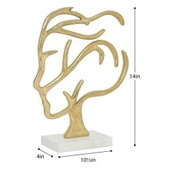 Wind Swept Face 14h" Aluminum Decor Sculpture On Marble Base 8 Wind Swept Face 14h" Aluminum Decor Sculpture On Marble Base -Chic Furniture Shop 27436 z 3 lg