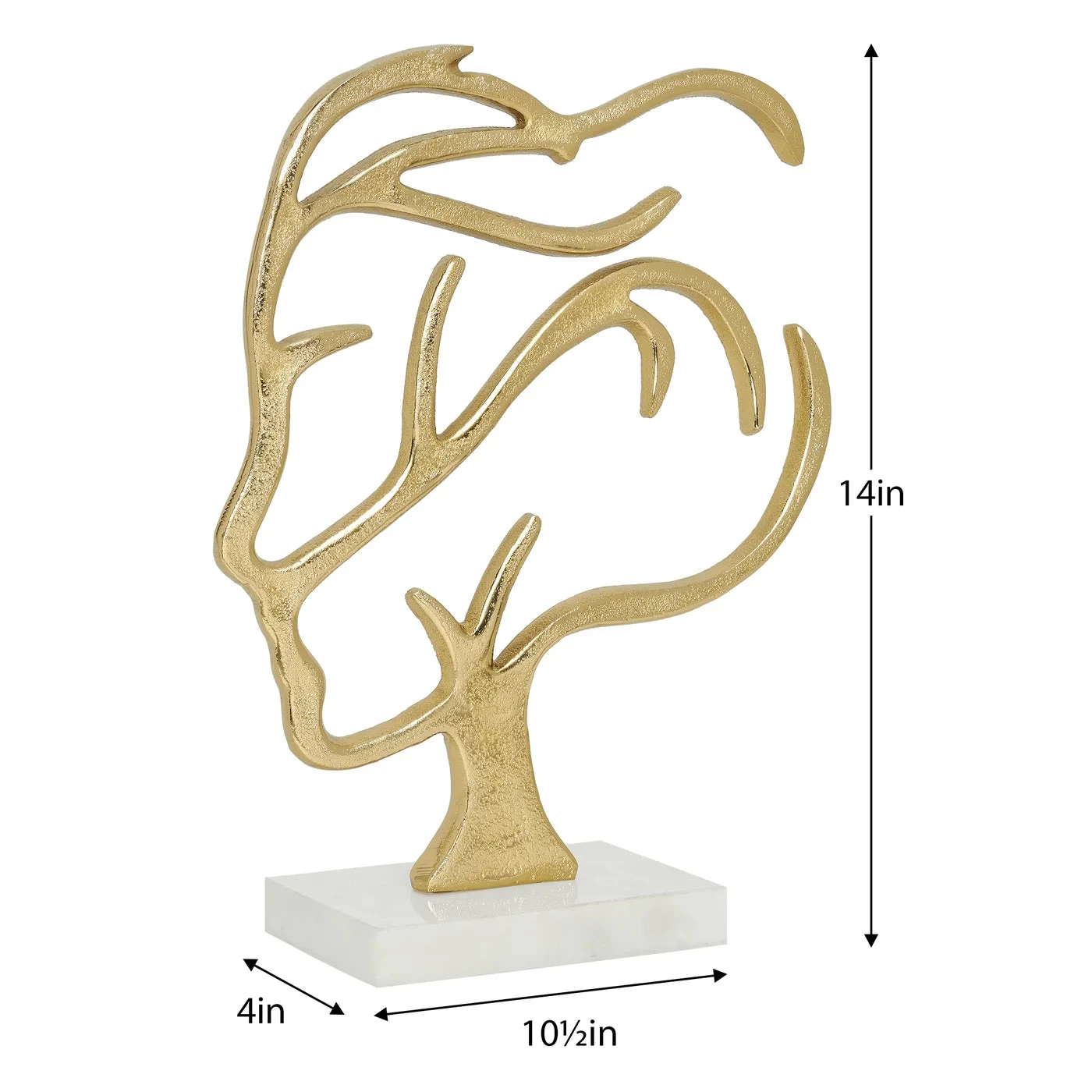 Wind Swept Face 14h" Aluminum Decor Sculpture On Marble Base 5 Wind Swept Face 14h" Aluminum Decor Sculpture On Marble Base - Image 3