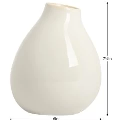 Bowen 7.25h" White Reactive Glaze Ceramic Bulb Vase -Chic Furniture Shop 27450 z 3 lg