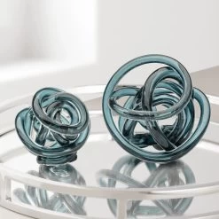 Orbit Glass Knot 4.5" Diameter Decor Ball - Slate Blue -Chic Furniture Shop 27464 z 3 lg