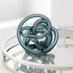 Orbit Glass Knot 4.5" Diameter Decor Ball - Slate Blue