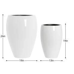 Aria Polystone 2 Piece White Tapered Planters With Liners Set -Chic Furniture Shop 27467 z 3 lg