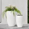 Aria Polystone 2 Piece White Tapered Planters With Liners Set -Chic Furniture Shop 27467 z lg