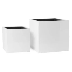 Aria Polystone 2 Piece White Square Planters With Liners Set -Chic Furniture Shop 27468 z 1 lg