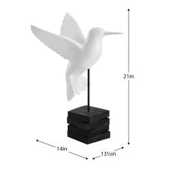 Hummingbird 21h" White Polystone Decor Sculpture On Stand -Chic Furniture Shop 27475 z 2 lg