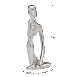 Pensive Figure 9h" Aluminum Decor Sculpture - 1 Knee Up -Chic Furniture Shop 27498 z 5 lg
