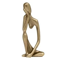 Pensive Figure 9h" Antique Brass Aluminum Decor Sculpture - 1 Knee Up -Chic Furniture Shop 27500 z 1 lg