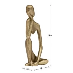 Pensive Figure 9h" Antique Brass Aluminum Decor Sculpture - 1 Knee Up -Chic Furniture Shop 27500 z 5 lg