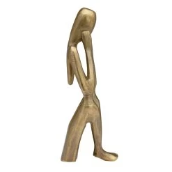 Pensive Figure 9h" Antique Brass Aluminum Decor Sculpture - 2 Knees Up -Chic Furniture Shop 27501 z 3 lg