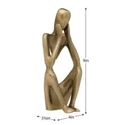 Pensive Figure 9h" Antique Brass Aluminum Decor Sculpture - 2 Knees Up -Chic Furniture Shop 27501 z 5 lg