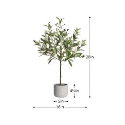 Olive Tree 28h" Cement Potted Faux Plant -Chic Furniture Shop 27510 z 2 lg