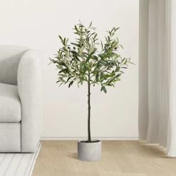 Chic Furniture Shop 17 Olive Tree 37h" Cement Potted Faux Plant