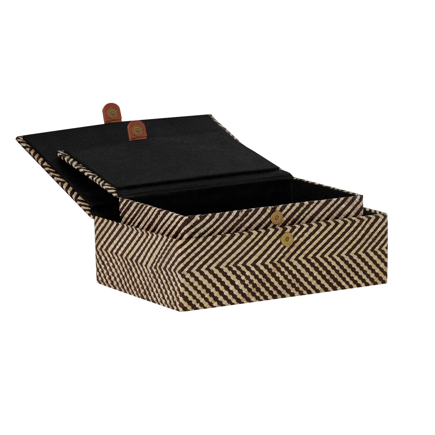 Pandan Chevron Design Two Piece Leather Closure Storage Box Set 7 Pandan Chevron Design Two Piece Leather Closure Storage Box Set - Image 5