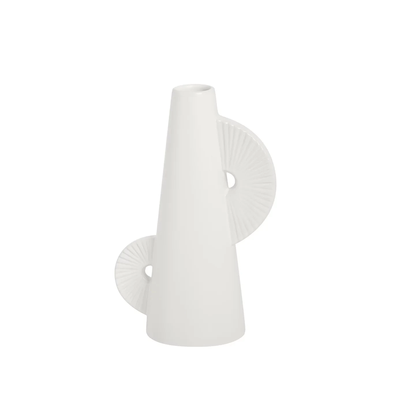 Calypso Two Tone 8h" White Ceramic Tapered Vase 7 Calypso Two Tone 8h" White Ceramic Tapered Vase - Image 5