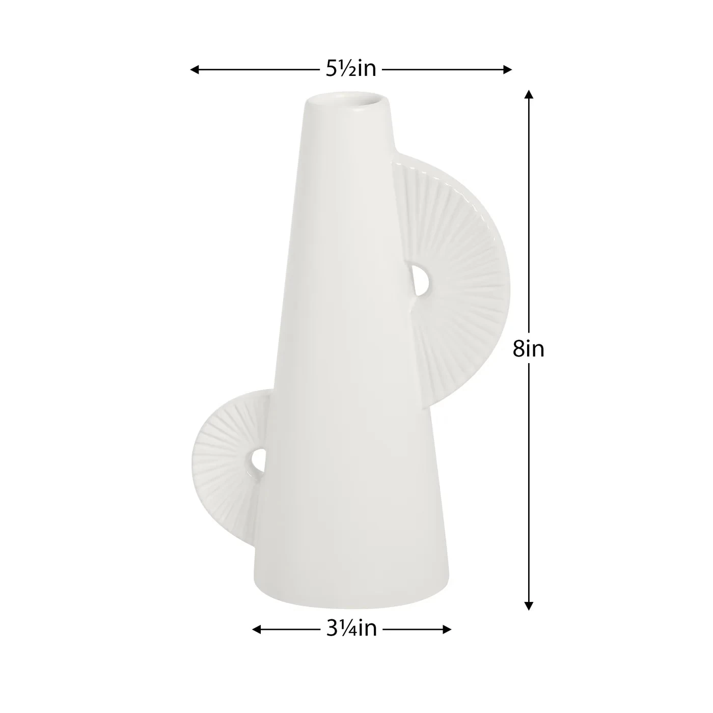 Calypso Two Tone 8h" White Ceramic Tapered Vase 6 Calypso Two Tone 8h" White Ceramic Tapered Vase - Image 4