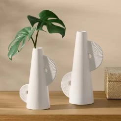 Calypso Two Tone 8h" White Ceramic Tapered Vase 9 Calypso Two Tone 8h" White Ceramic Tapered Vase -Chic Furniture Shop 27563 z 4 lg