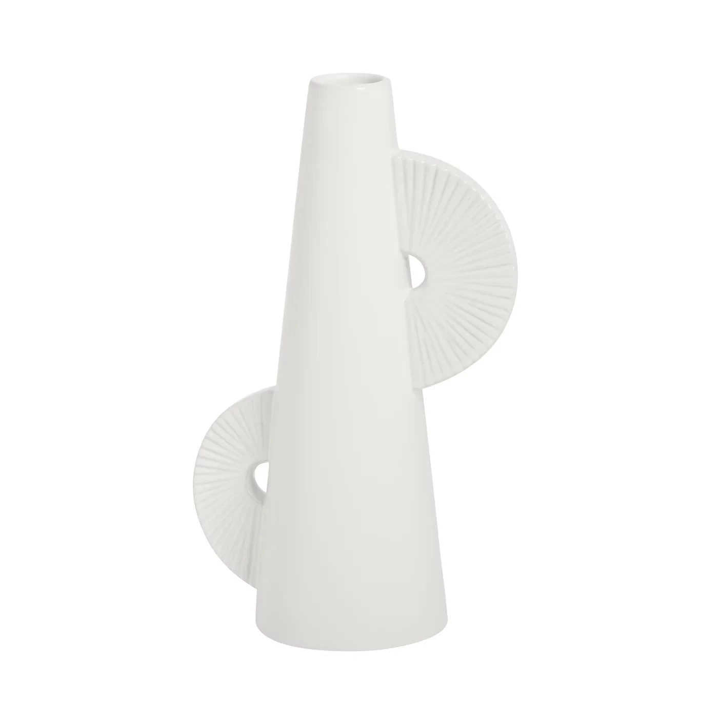 Calypso Two Tone 10h" White Ceramic Tapered Vase 7 Calypso Two Tone 10h" White Ceramic Tapered Vase - Image 5
