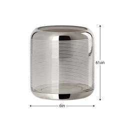 Smoke Mirror Linear Stripe 6.5h" Curved Glass Cylinder Vase -Chic Furniture Shop 27574 z 3 lg