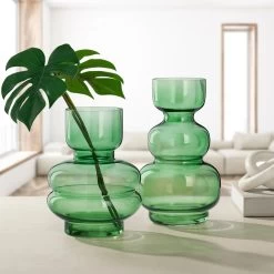 Riva Multi Bulb Green Glass 9.5h" Vase -Chic Furniture Shop 27581 z 4 lg