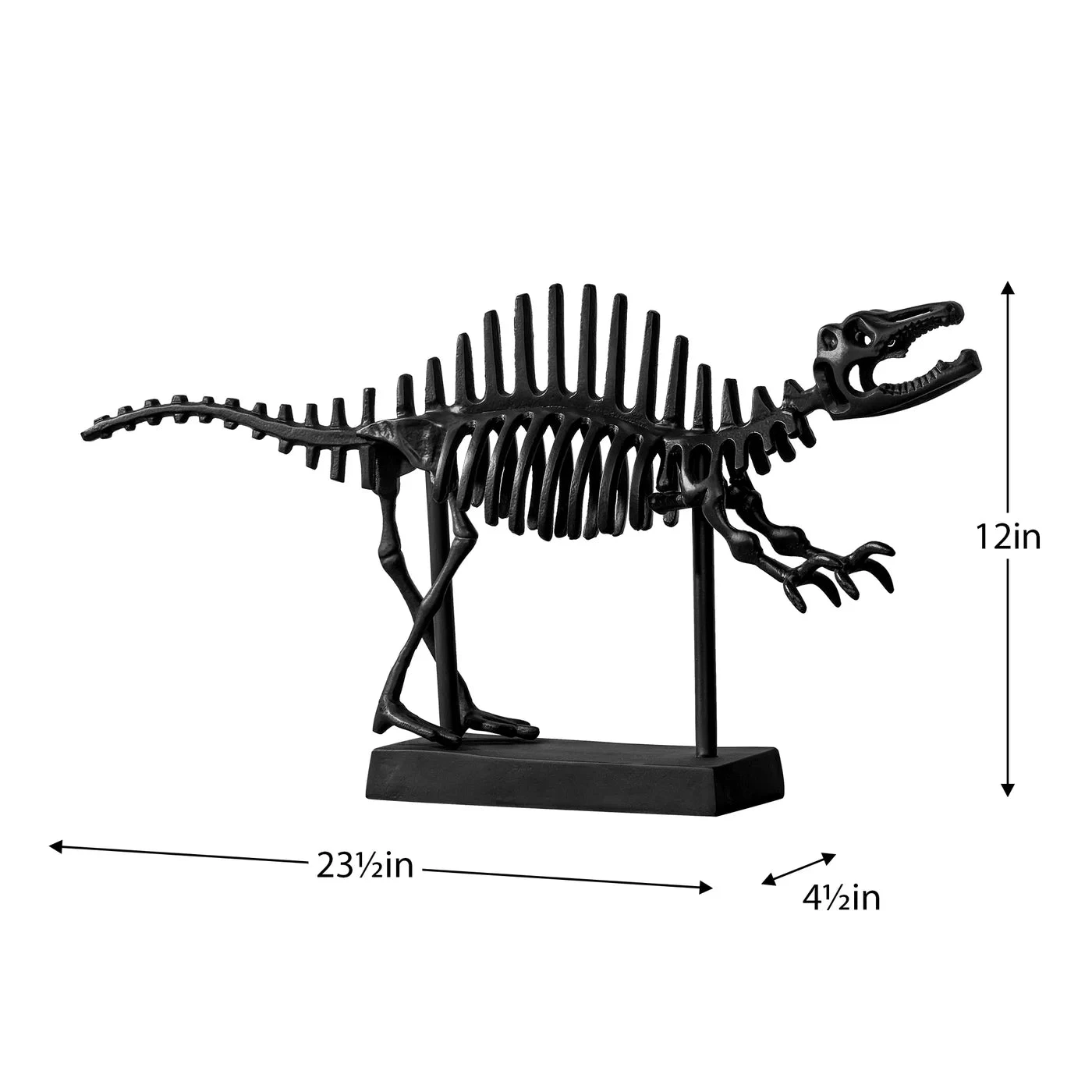Dinosaur Black Aluminum 12h" Gallery Decor Sculpture 5 Dinosaur Black Aluminum 12h" Gallery Decor Sculpture - Image 3