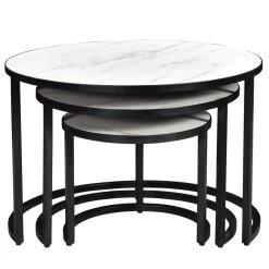 Darsh 3 Piece Coffee Table Set - Faux White Marble -Chic Furniture Shop 303 403MWT 5