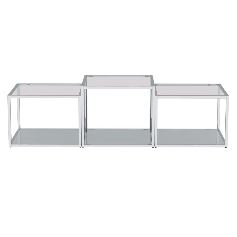 Casini 3pc Multi-Tier Coffee Table Set In Silver 5 Casini 3pc Multi-Tier Coffee Table Set In Silver - Image 3