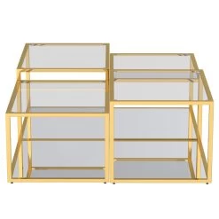 Casini 4pc Multi-Tier Coffee Table Set In Gold -Chic Furniture Shop 303 632GL 4 2
