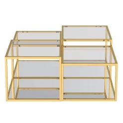 Casini 4pc Multi-Tier Coffee Table Set In Gold -Chic Furniture Shop 303 632GL 4 3
