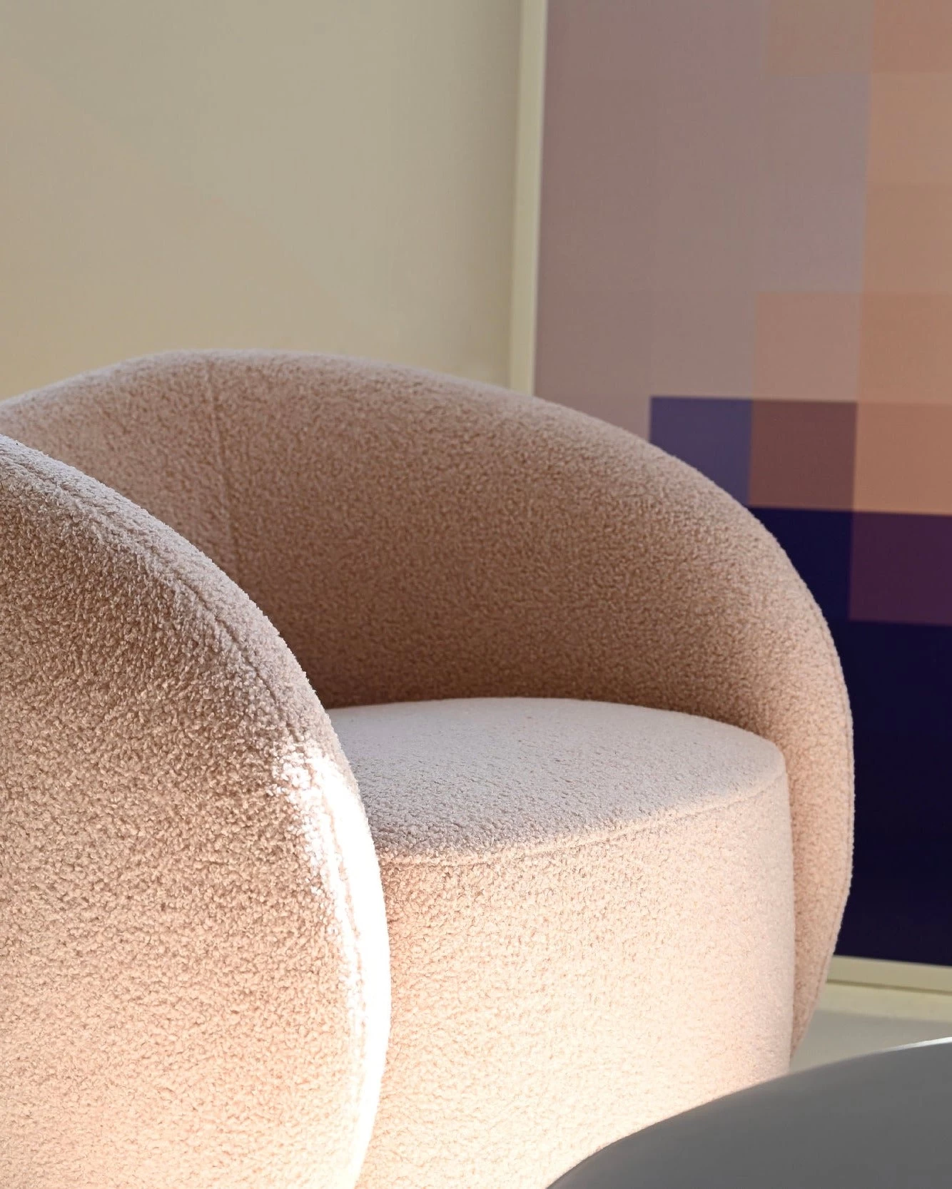 Dune Swivel Lounge Chair In Teddy Cream Boucle 4 Dune Swivel Lounge Chair In Teddy Cream Boucle - Image 2