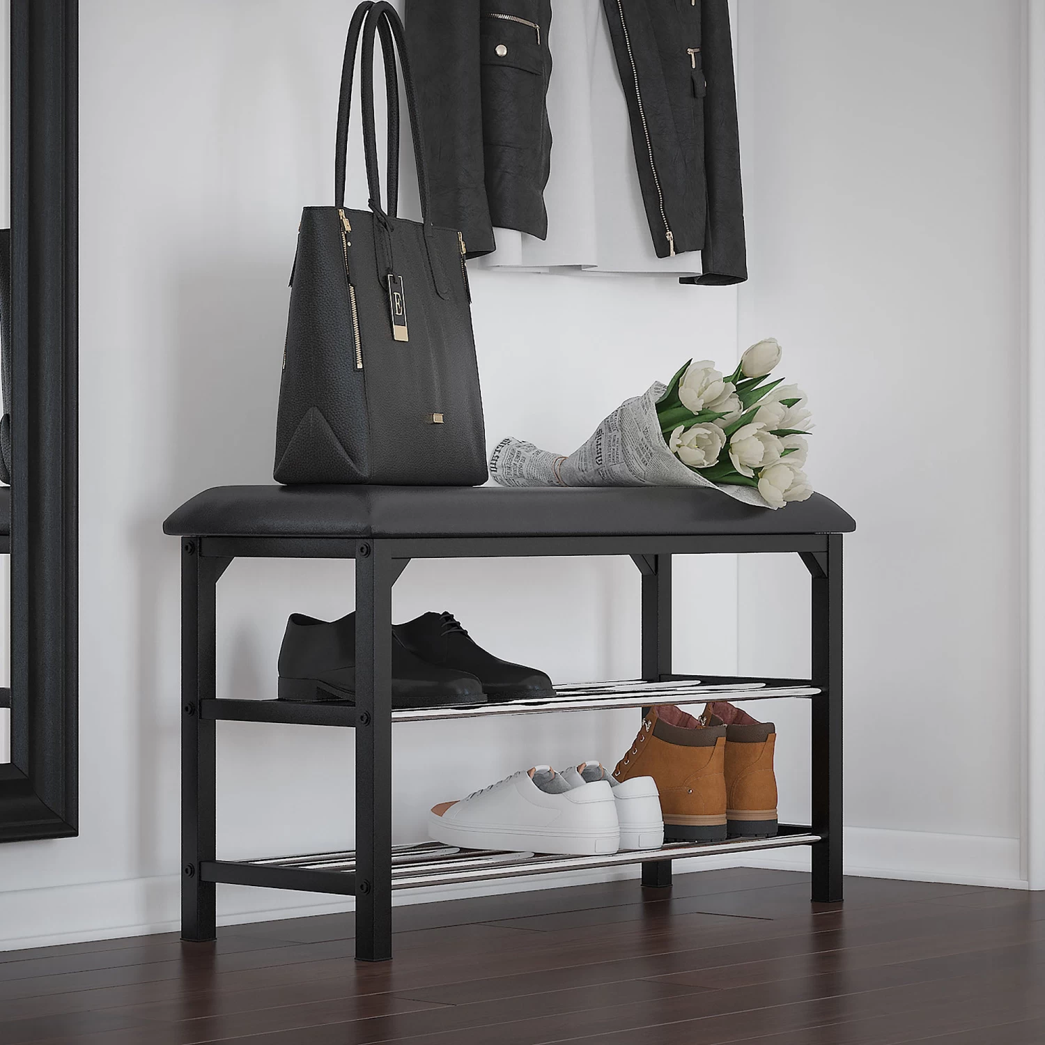Foster 2-Tier Bench - Black 4 Foster 2-Tier Bench - Black - Image 2