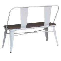 Modus Bench With Back In White -Chic Furniture Shop 401 939WT 2