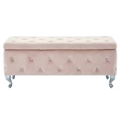 Monique Rectangular Storage Ottoman - Pink -Chic Furniture Shop 402 130BSH