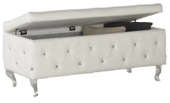Monique Rectangular Storage Ottoman - White