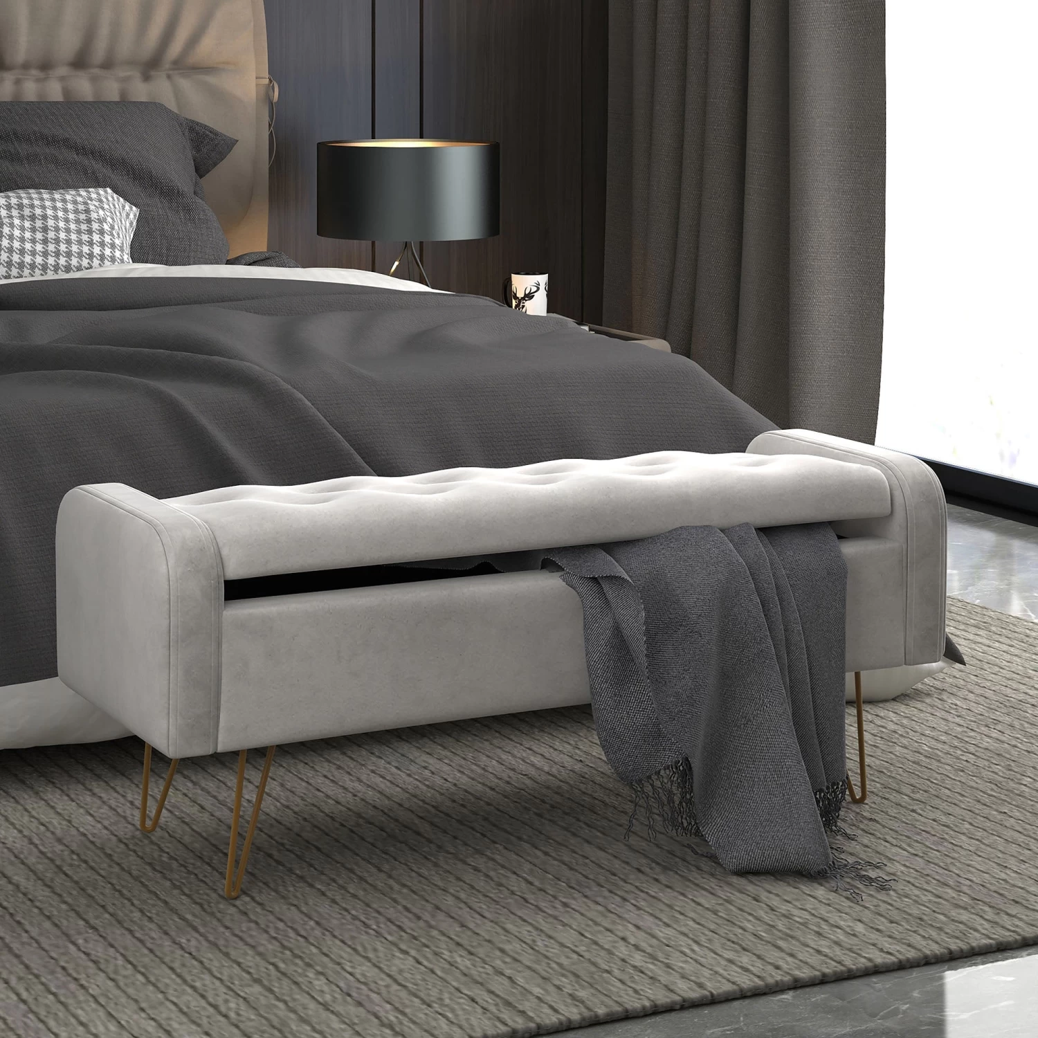 Sabel Grey Storage Ottoman 4 Sabel Grey Storage Ottoman - Image 2