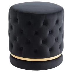 Delilah Round Swivel Ottoman - Black
