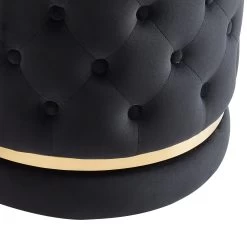 Delilah Round Swivel Ottoman - Black -Chic Furniture Shop 402 609BK GL 2