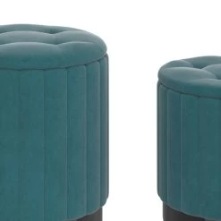 Tobi 3pc Storage Ottoman Set - Teal And Black -Chic Furniture Shop 402 681TL GRY 4