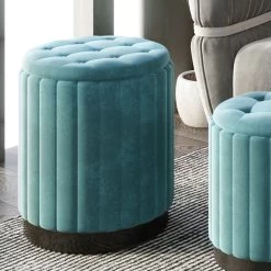 Tobi 3pc Storage Ottoman Set - Teal And Black -Chic Furniture Shop 402 681TL GRY 5
