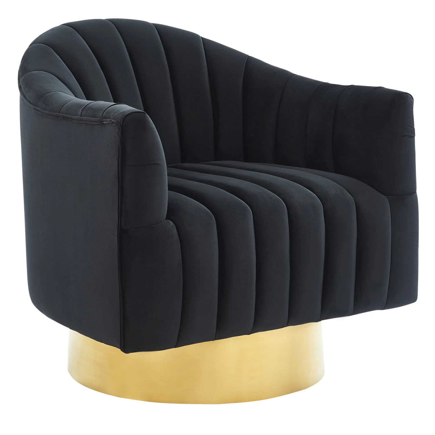 Cortina Swivel Accent Chair In Black/Gold 3 Cortina Swivel Accent Chair In Black/Gold